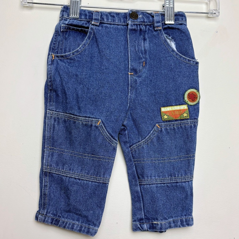 Vintage Baby Snoopy Camp Jeans Camp & Leaf Patches‎ Logo Y2K 90s Infant 6-9 Mos